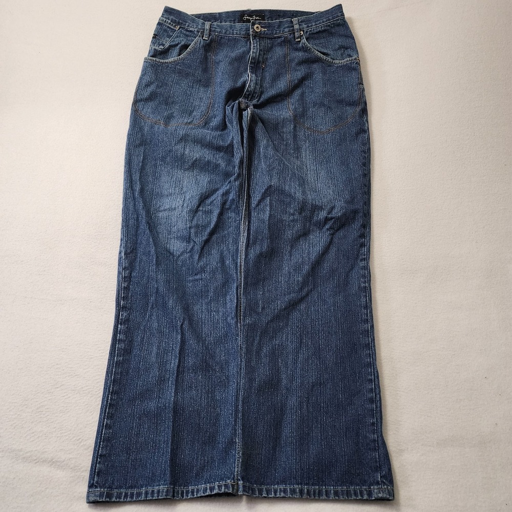 Vintage Y2k Sean John Baggy Jeans Mens 36x32 Blue Skater Grunge Wide Leg Denim